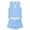 Light Blue, variant on Women's Athletic Clothing Sets Summer Casual Two Piece Outfits Womens Ruffled Sleeveless V Neck Tops and Drawstring Waist Shorts Soft Breathable Beach Vacation Daily Wear Light Blue XL