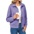 thumbnail image 4 of UVN Sweatshirts Jackets for Women Long Sleeve Lapel Zip Up Coats Ladies Trendy Fall Casual Outerwear Tops with Pockets, 4 of 9