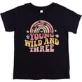thumbnail image 4 of Young Wild Three Retro Rainbow Adorable 3rd Birthday Shirt for Infant Baby Toddler Girl Third Birthday Outfit Black Shirt 4T, 4 of 6