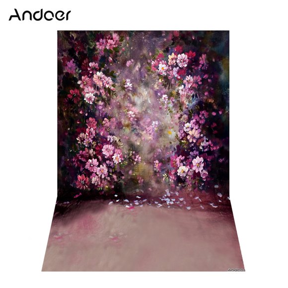 Andoer 1.5 * 2.1 m / 5 * 7ft Fleur Mur Photographie Fond Fond De Style De Mariage De Toile de Fond Photo Studio