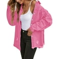 thumbnail image 3 of Fantaslook Denim Jackets for Women Trendy Frayed Hem Shackets Casual Button Up Jean Jacket Coats, 3 of 8
