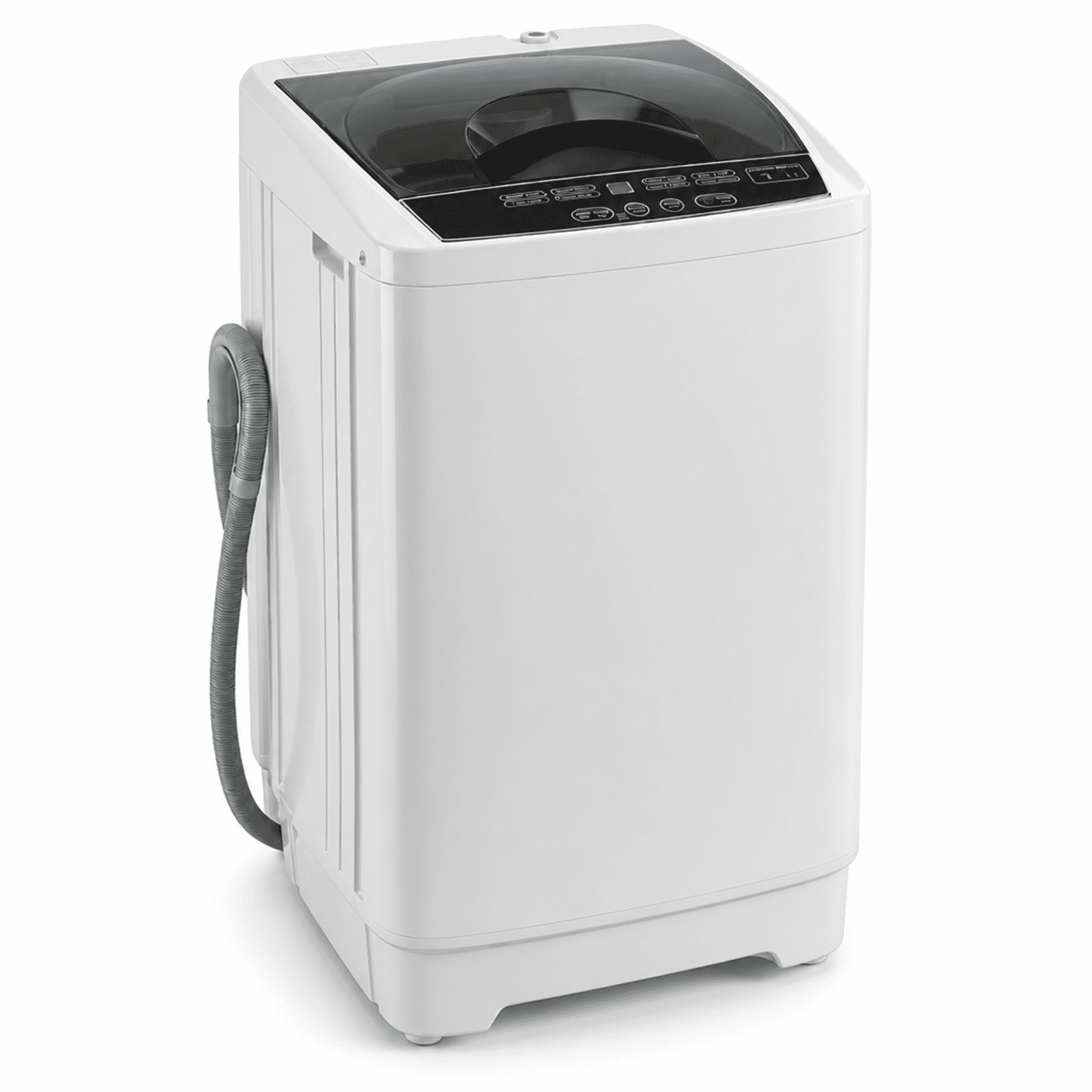 Costway 9.93 lbs Full Automatic Washing Machine with 8 Preset Programs, Compact Washer Gray