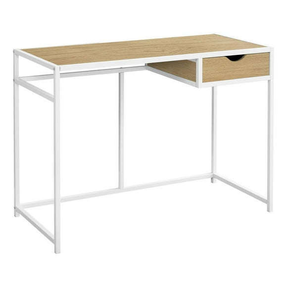 Monarch Specialties Computer Desk, Home Office, Laptop, Storage Drawer, 42"l, Work, Metal, Laminate, Natural, White, Contemporary, Modern