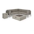 thumbnail image 2 of Noble House La Vista 5 Seater V-Shape Sectional Sofa Set Khaki Silver/Light Gray, 2 of 20