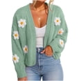 thumbnail image 6 of Lutiedan Knit Cardigans for Women Daisy Floral Open Front Cardigan Sweater Long Sleeve V Neck Fall Sweater Coats S-L, 6 of 8