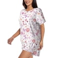 thumbnail image 2 of "Wukai Retro Floral Women's Pajama Set - Short-Sleeve Top and Shorts with Elastic Waistband and Pockets for Loungewear, Yoga, and Casual Wear-Medium, 2 of 8