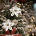 thumbnail image 2 of Leodye 1 Pcs Christmas Flower, High Grade Flannel Powder Simulation Christmas Flower Christmas Tree Decoration Pendant-10.2x7.8in, 2 of 6