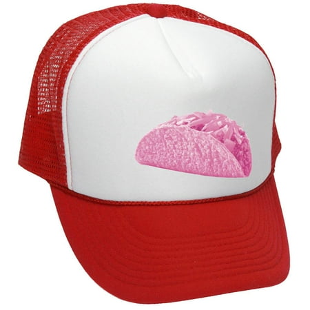PINK TACO - funny joke gag meme saying - Mesh Trucker Hat Cap, Red