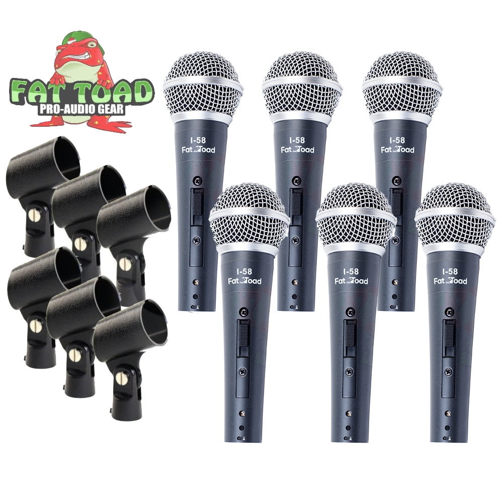 Professional Cardioid Dynamic Microphones & Clips (6 Pack) by Fat Toad