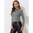 thumbnail image 2 of Chaqueta de gamuza Sintética Allegra K Cuello alto Cremallera Gris S, 2 of 5