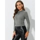 thumbnail image 2 of Chaqueta de gamuza Sintética Allegra K Cuello alto Cremallera Gris S, 2 of 5