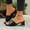 Black, variant on Womens Double Buckle Stylish Chunky Heel Square Toe Open-Toe Sandals – Adjustable Double Buckle Straps, Thick Block Heel for Stability, Cushioned Footbed for Comfort