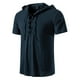 thumbnail image 4 of Camisas Para Hombre Camiseta de manga corta con cordón y capucha Vintage de lino y algodón para viajes de ocio de primavera y verano para hombre (Navy, XL), 4 of 7