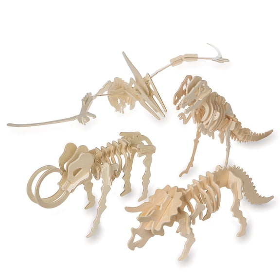 Unfinished Punch and Slot Wood Dinosaur Assortment (Pack of 12)