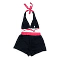 thumbnail image 4 of 2 Piece Y2k Halter Bikini Sets Vintage Y2k Floral Swimsuit Beach Sets (Pink M), 4 of 5