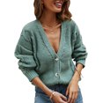 thumbnail image 1 of Women's V Neck Button Down Long Sleeve Cable Knit Cardigan Sweaters Outerwear Tops, 1 of 6
