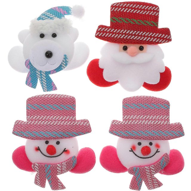 Cute Luminous Brooch Clips For Christmas Birthday Celebration 4Pcs For Children's Outfits