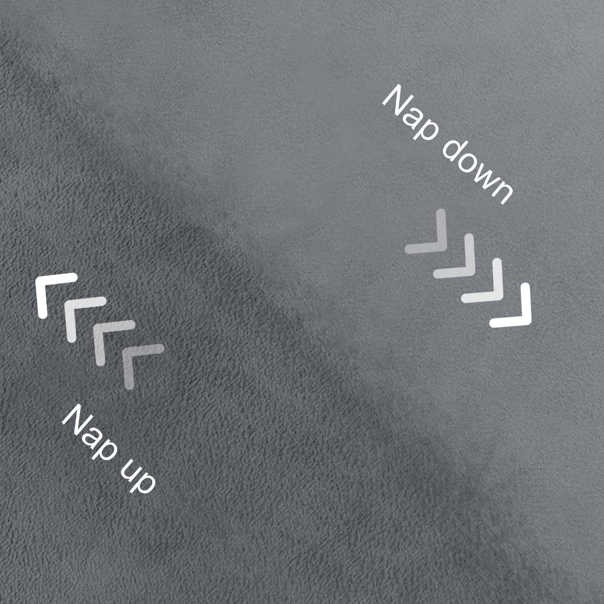 JIUZHEN Grey Velvet Curtains 96 inches for Living Room - Thermal Insulated Room Darkening Grommet Thick Velvet Window Drapes for Bedroom/Dining, Set of 2 with Tiebacks, W52 x L96
