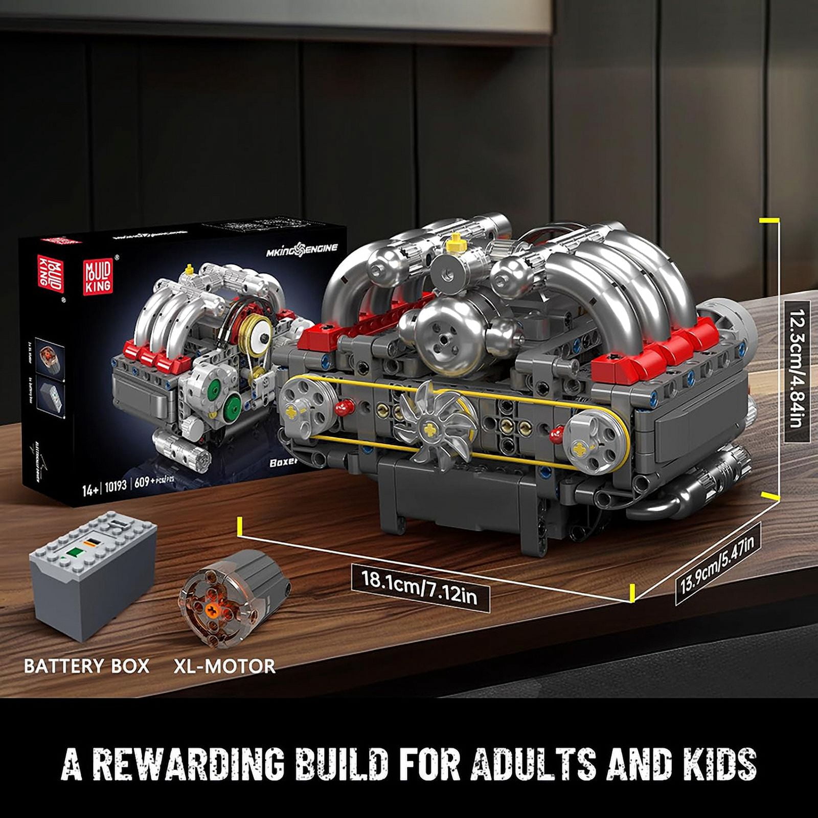 SNOWEAGLE Boxer Engine Model Kit That Runs, Build Your Own Mini V8 Engine, Car Engine Building DIY Model Engine Kit for Kids/Adults Collections(609+PCS)