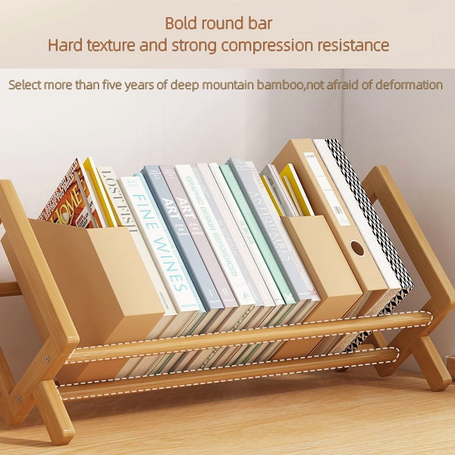 MTYIQS Wood Desktop Bookshelf,Small Bookcase Organizer Tilting Bookshelves Storage Rack Display Stand for Living Room/Office Supplies Storage,Suitable for children, adolescents