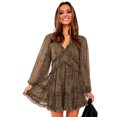 thumbnail image 1 of Women's White/Leopard/Sky Blue/Green Ruffle Detailing Open Back Floral Dress, 1 of 6