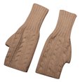 thumbnail image 4 of Xfvqtps Fingerless Gloves for Womens Thumb Hole Wrist Knitting Crochet Solid Color Fashion Windproof Thermal Warm Winter Mittens Khaki, 4 of 4