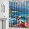 thumbnail image 6 of Beach Parrot Bathroom Shower Curtain, Summer Beach Ocean Tropical Plant Waterproof Washable Soft Bath Curtain for Bathtub Decor with 12 Hooks&Grommet, 72x72 Inch, 6 of 9