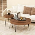thumbnail image 2 of Costway Table Basse Ronde Style Ferme Ensemble de 2 Tables d'Appoint Fini Naturel pour Salon Café, 2 of 10