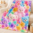 thumbnail image 4 of Cloud Soft 3D Plush Throw Blanket, 2027 New Cozy Teddy Bear Blanket, Teddy Pastel Floral Print Blanket, 4 of 6