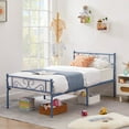 thumbnail image 5 of VECELO 2-Piece Twin Size Metal Bed Frame with Headboard and Footboard, No Box Spring Needed, Blue (Set of 2), 5 of 8