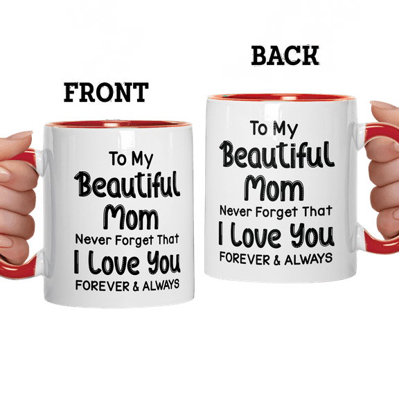 Lotusprinthandmade To My Beautiful Mom Dark Blue Accent Mug (11oz) (Made In US), Mothers Day Gifts for Mom