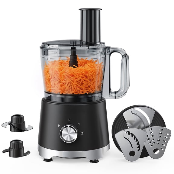 CONCETTA 12-Cup Food Processor & Vegetable Chopper, Stack & Snap Design, 450W 2-Speed Motor, Stainless Steel Blades, BPA-Free Bowl, Black
