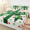 thumbnail image 3 of Feelyou Green Ribbon Bow Queen Sheet Sets, Colorful Cartoon Dots Flat Sheet, Merry Christmas Queen Fitted Sheet, Ultra Soft Home Decor,4-Piece, 3 of 7