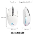 thumbnail image 2 of Mouse Logitech G203 LightSync Blanco, 2 of 4