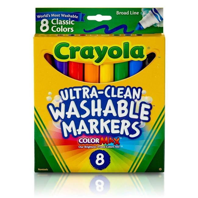 Crayola C07808 8 Count Ultra-Clean Washable Markers with Broad Line