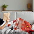 thumbnail image 3 of Poppy Flower Soft Flannel Fleece Blanket, Floral Background with Butterflies Spring Season Hope Inspiration Theme, Cozy Plush for Indoor and Outdoor Use, 70" x 90", Red White Black, by Ambesonne, 3 of 5