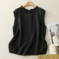 thumbnail image 3 of Womens Cotton Linen Waistcoat Button Down Sleeveless Lightweight Vests Casual Solid Color Fashion Ruffled Jackets, 3 of 6
