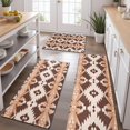 thumbnail image 2 of Brown Geometric Boho Pattern Kitchen Rugs Sets Of 3,Kitchen Runner Rugs Non Skid Washable,Decorative Kitchen Floor Mats for Kitchen,Sink,Laundry,17"x30"+ 17"x47" + 17"x59", 2 of 6