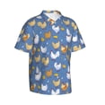 thumbnail image 2 of Daiia Chicken Family Hawaiian Shirt for Men Gentle Cotton Regular Short Sleeve Casual-X-Large, 2 of 9