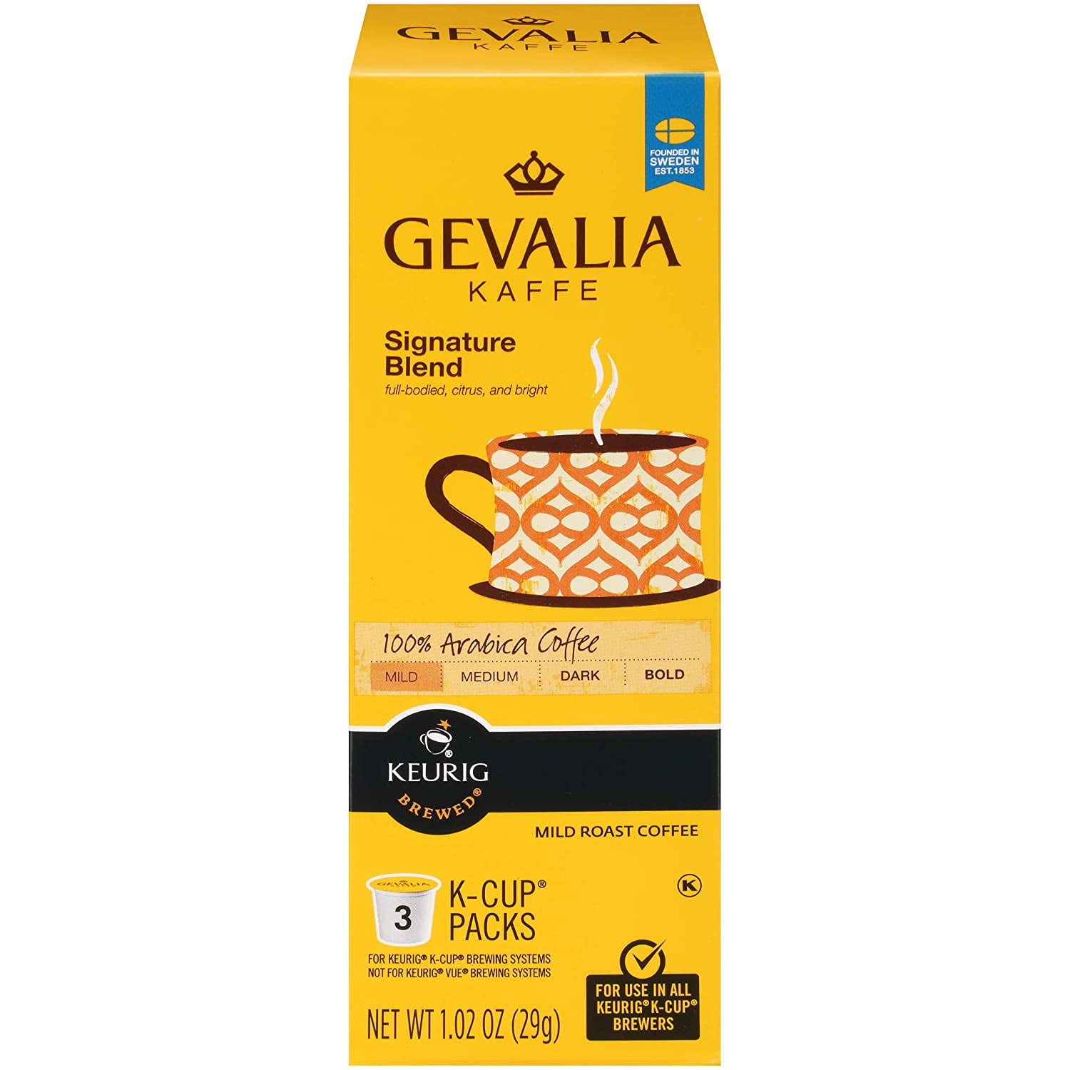 Gevalia Mild Signature Blend Keurig K Cup Coffee Pods (36 Count, 12