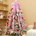 thumbnail image 4 of Christmas Tree Topper Christmas Wreath Bow, 52 * 13 inches Large Tree Toppers Bow with Snowflake Patterned for Xmas Tree Décor Christmas Home Indoor Outdoor Decoration Pink, 4 of 6
