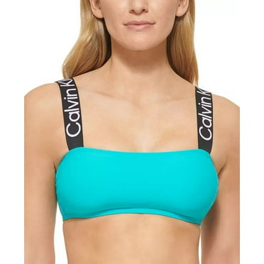 Calvin Klein TROPICAL WATERS Logo-Straps Bikini Swim Top, US X-Small