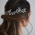 thumbnail image 3 of 1 diadema de cristal con cuentas, flor nupcial, horquilla de diamantes de imitación, accesorios para el cabello de boda, banda de pelo de cadena suave plateada, 3 of 5