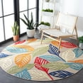 thumbnail image 3 of SAFAVIEH Cabana Lindsay Botanical Indoor/Outdoor Area Rug, Ivory/Green, 6'7" x 6'7" Round, 3 of 11