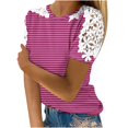 thumbnail image 1 of Camisas de Manga Corta para las Mujeres Impresión Cuello Redondo Suéter Encaje Camisa, Blusa de Verano Casual para las Mujeres, 1 of 5