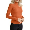 thumbnail image 1 of Suéteres Acanalados para Mujer, Lindos Suéteres de Punto de Cuello Alto, Ajustados y Cálidos Naranja un Tamaño, 1 of 9
