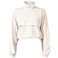 thumbnail image 4 of Womens Casual Tops Windproof Running Sport Coat Stand Up Collar Petite Tops for Women,Beige,L, 4 of 4