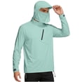 thumbnail image 2 of Mens Performance Fishing T-Shirt Long Sleeve Hoodie with Face Mask, Stretch Quick Dry Breathable Hooded Shirt Outdoor Hiking Top with Chest Zipper Pocket & Adjustable Cuff, 2 of 5