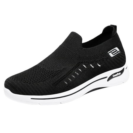 

Fsqjgq Men s Running Shoes Lace Up Walking Shoes shoes Insoles Men Memory Foam Fashion Spring And Summer Men Sports Shoes Flat Bottom Soft Bottom Non Slip Solid Color Fly Woven Mesh Breathable Slip