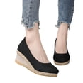 thumbnail image 3 of EHQJNJ Espadrilles for Women Wide Fashion Women Summer Weave Wedges Breathable on Round Toe Sandals Comfortable Beach Shoes Women's Platform and Wedge Sandals Orange Footbed Sandals for Women, 3 of 6